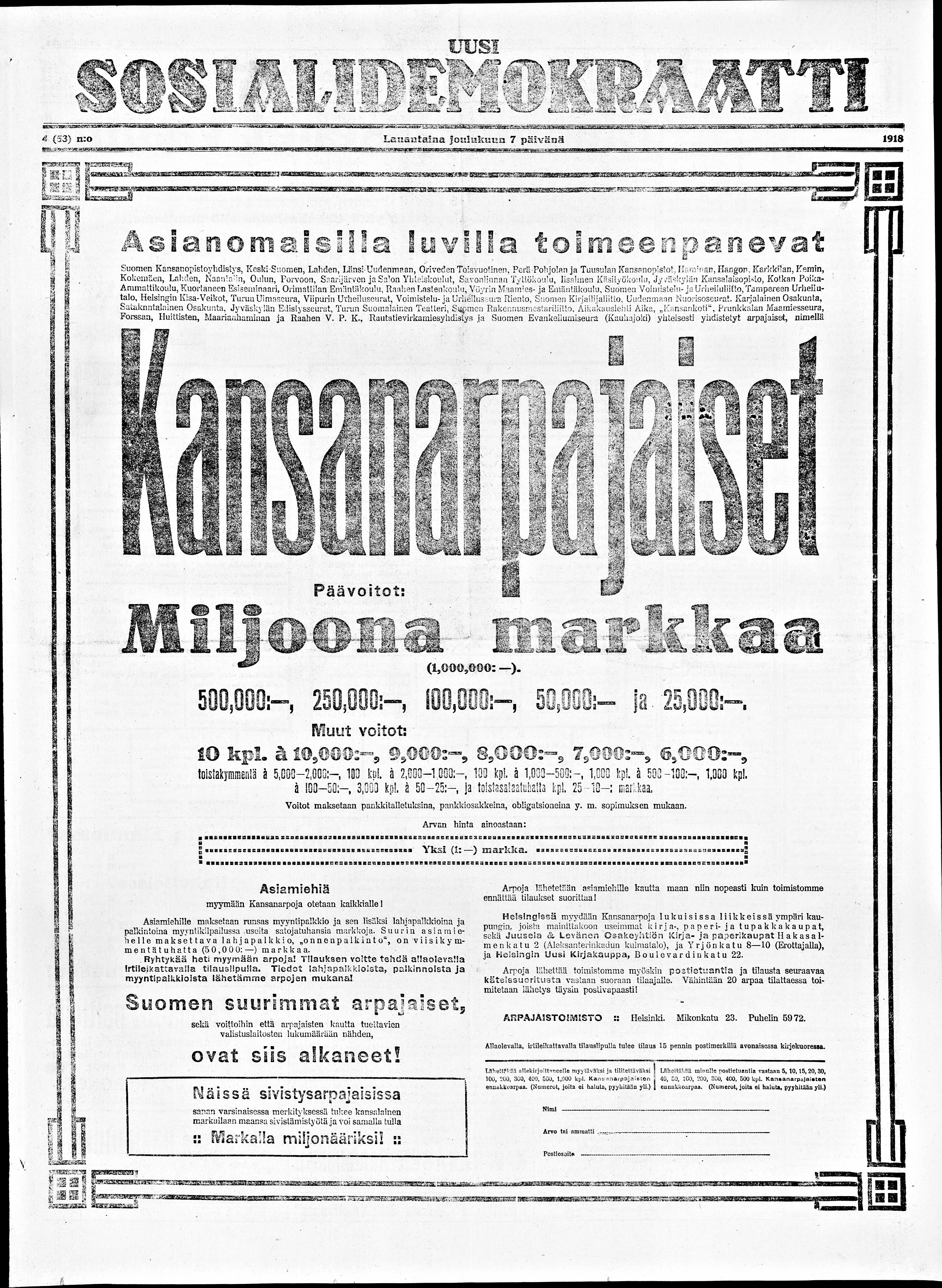  Suomen Sosialidemokraatti no 53 - Digitaaliset aineistot -  Kansalliskirjasto